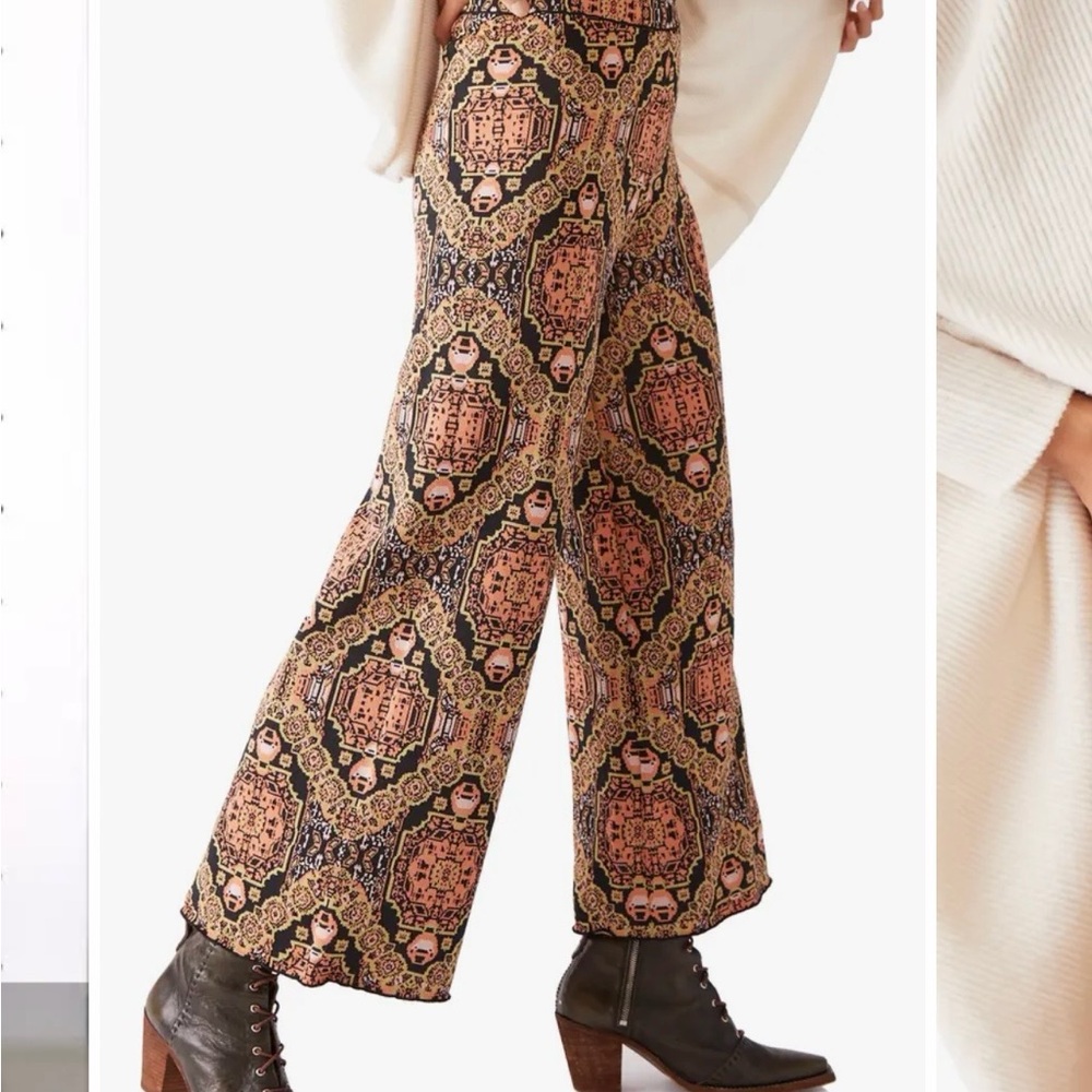 Free People, Sun In The West, Wide Legged, Aztech, Mosaic Patterned Pants | W L